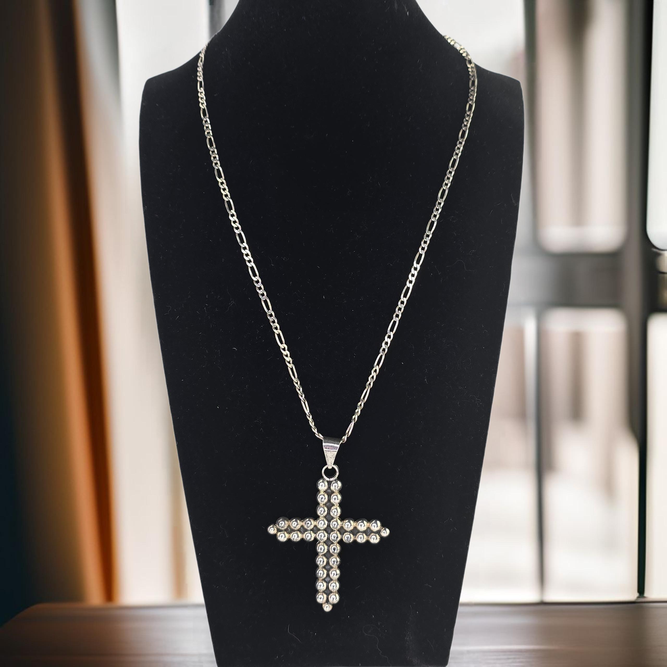 Vintage HOB Signed Sterling Cross Necklace Vintage Large Silver