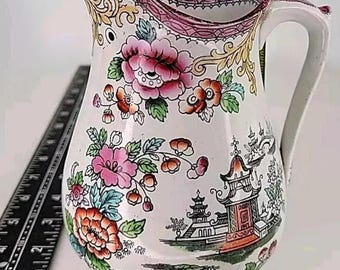 アンティーク J Edwards & Sons ピッチャー アンティーク 中国の花柄