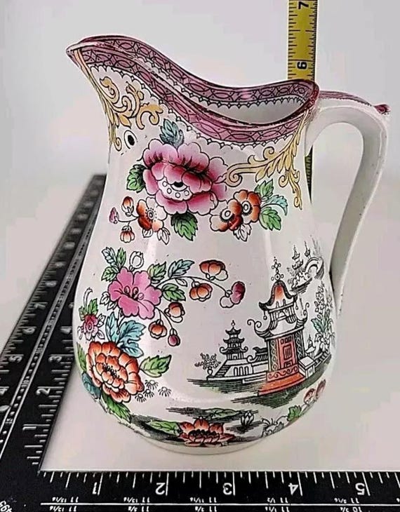 アンティーク J Edwards & Sons ピッチャー アンティーク 中国の花柄