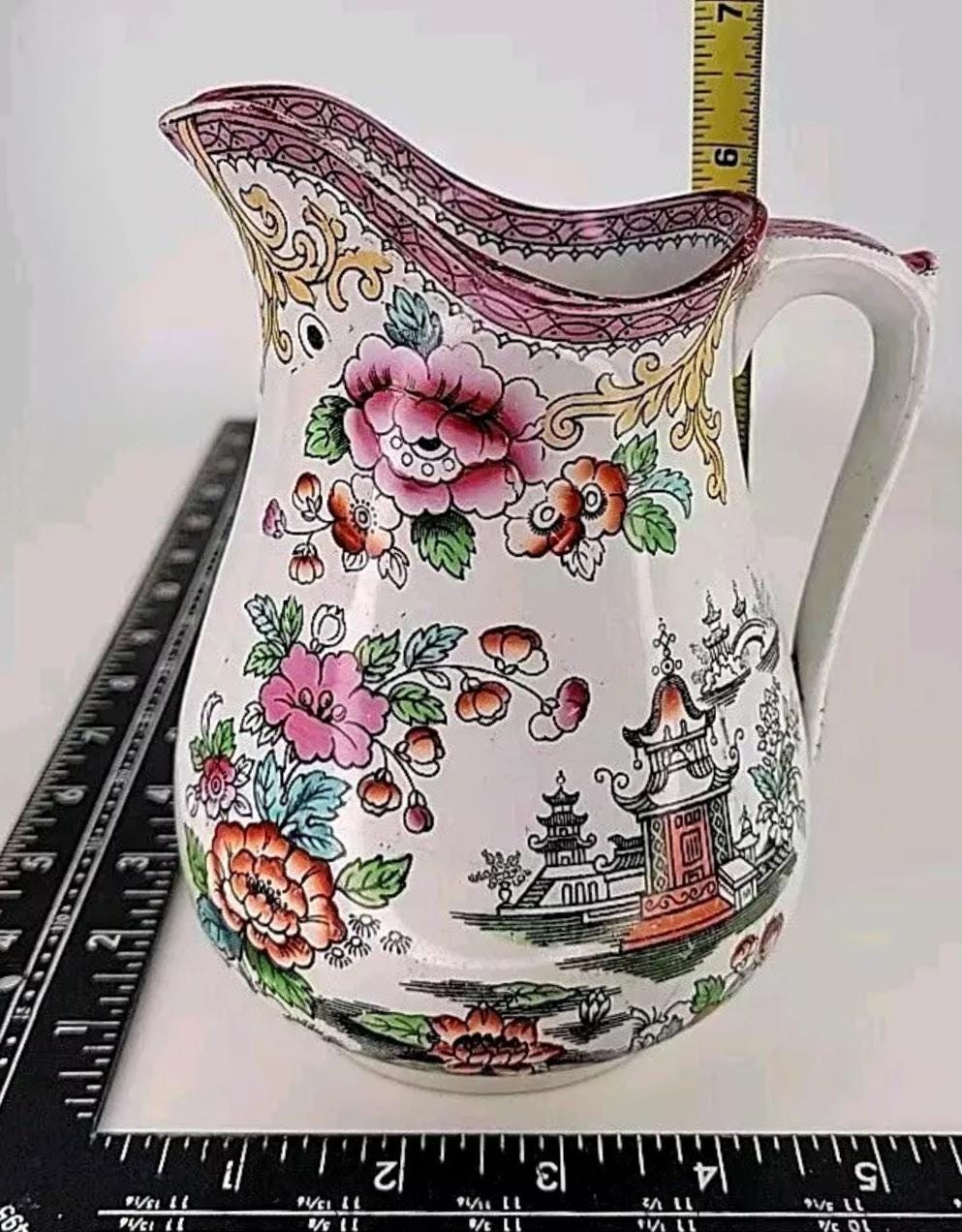 アンティーク J Edwards & Sons ピッチャー アンティーク 中国の花柄