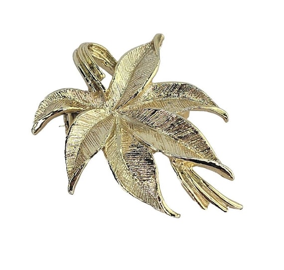 Broche Ancienne Vintage En Forme De Feuille D'Érable - Bronze - Occasion Bon état