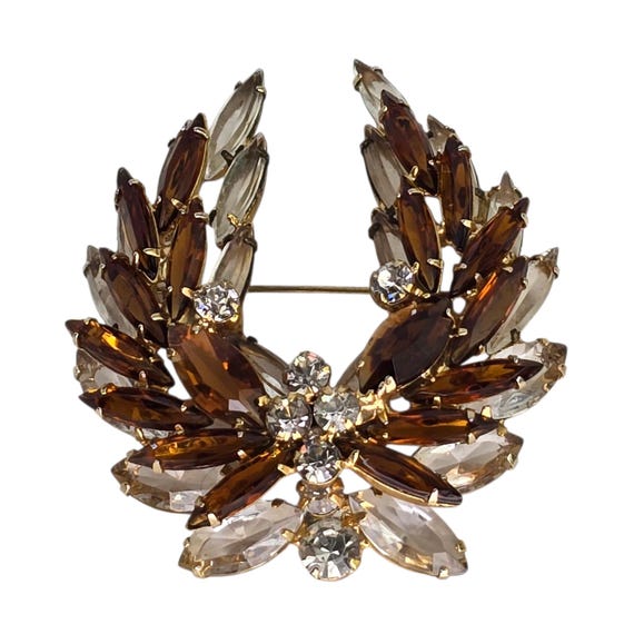 No.0339　ヴィンテージジュリアナ　ウォーターメロン＆メタル　ブローチセット Rare Vintage Juliana Laurel Wreath Brooch Juliana Golden Topaz