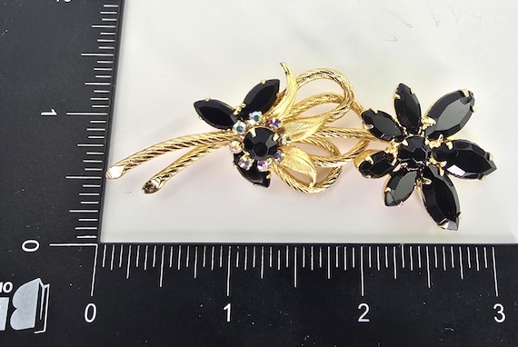 Vintage Juliana Black Flower Brooch Juliana Venus Flame Twisted
