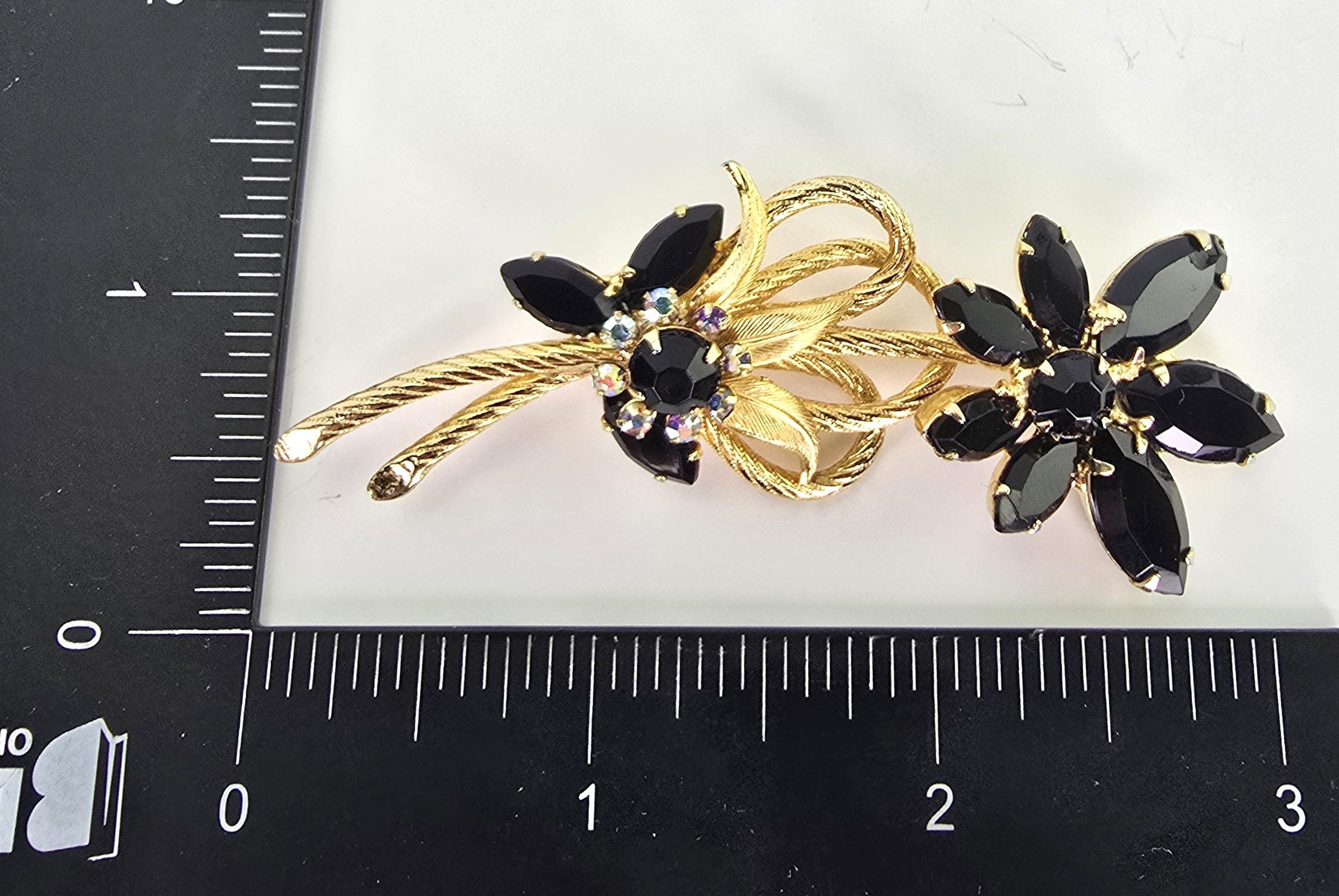 Vintage Juliana Black Flower Brooch Juliana Venus Flame Twisted