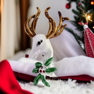 Broche vintage Rudolph, broche retrô de rena dos anos 1950, broche de Natal de meados do século, broche de rena, presente de Natal vintage, joias de Natal vintage