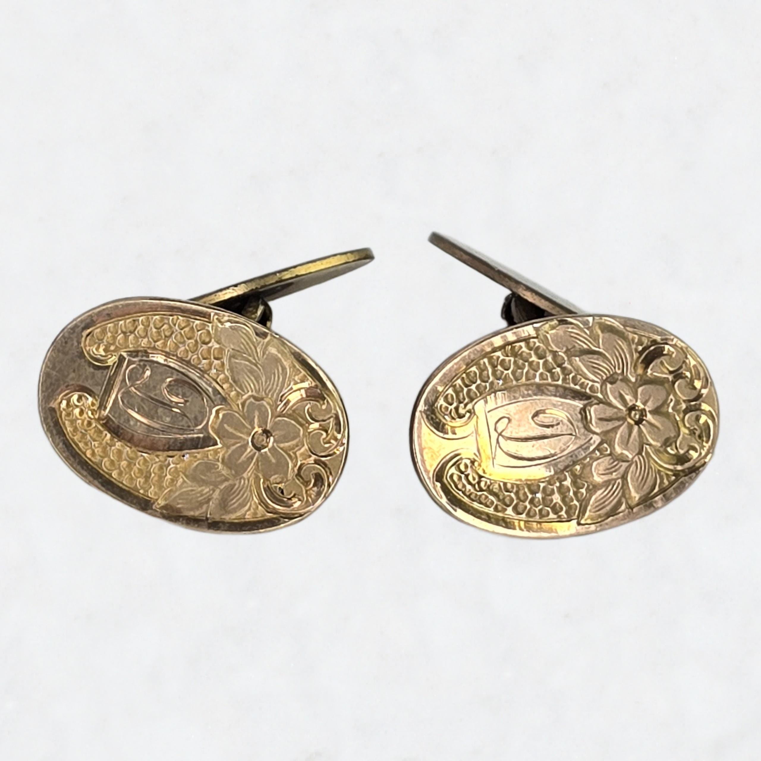 アンティーク　カフスボタン アンティークシェル使い上品なカフスボタン