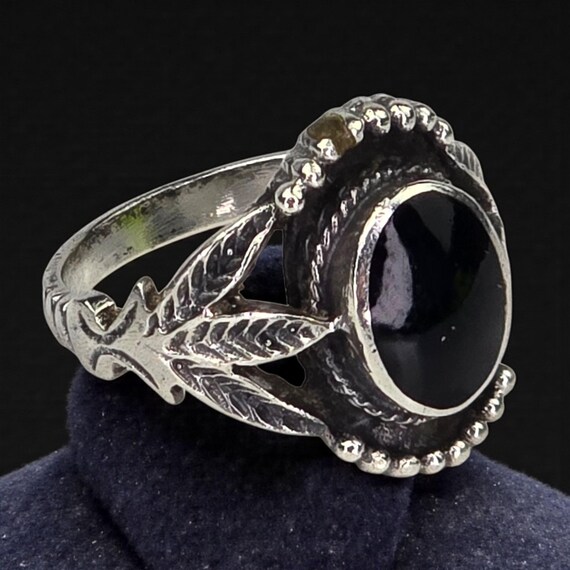 Vintage Signed ND 925 Sterling Silver Onyx Ring Size 6 Ring