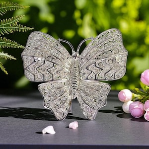 Vintage 800 zilveren filigraan vlinder broche zilveren filigraan vlinder pin zilveren insecten broche vlinder cadeau vintage vlinder sieraden pin