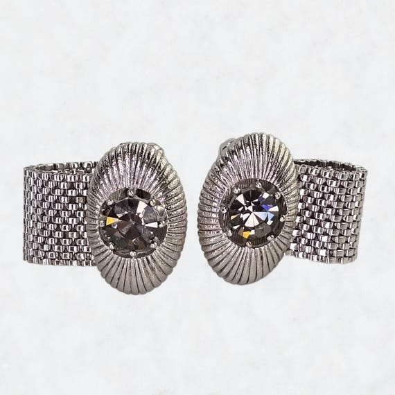 ヴィンテージ ミッドセンチュリー メンズ カフスボタン シルバートーン