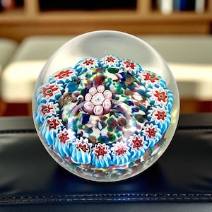 Vintage Murano Millefiori Paperweight Art Glass Multicolored Canes Italian Art Glass Paperweight Murano Italy Handblown Glass Paperweight