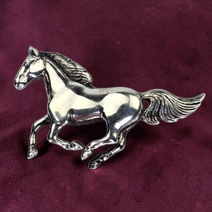 Vintage Native American Signed Glenn Sandoval GS 925 Sterling Silver Galloping Horse Brooch Pin Western Jewelry Gift for Horse Lover Cowgirl