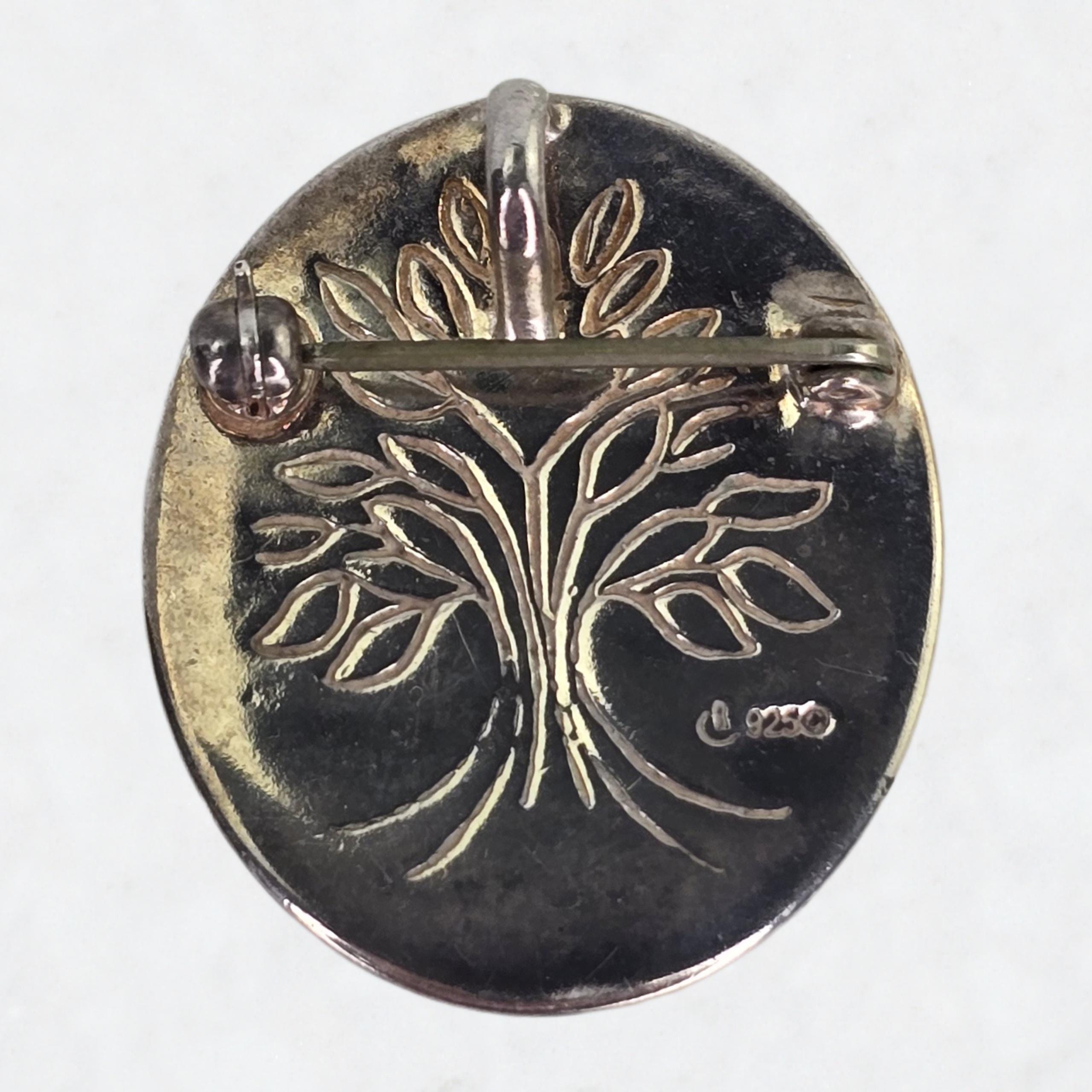 Vintage Sterling Silver Tree of Life Brooch by Carolyn