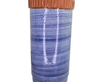 テラコッタ 円筒形 陶器 花瓶 ヴィンテージ イタリア製 陶器 円筒形 花瓶 テラコッタ ビトッシ