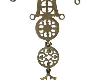 Antique Byzantine Brass Hanging Wall Cross Greek Archangel Micheal