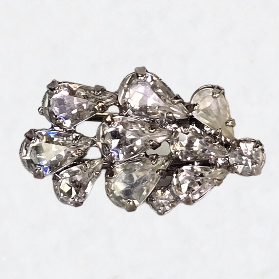 Rhinestone Decorative fur clip & Buckle – Silver Sparkle Vintage Unique Signed Weiss Fur Clip Clear Rhinestone Prong  main image 2