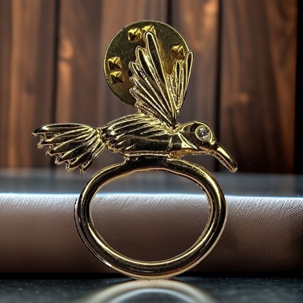 Vintage Golden Metal Bird Women's Scarf Loop Brooch Pin W/ Gift Box