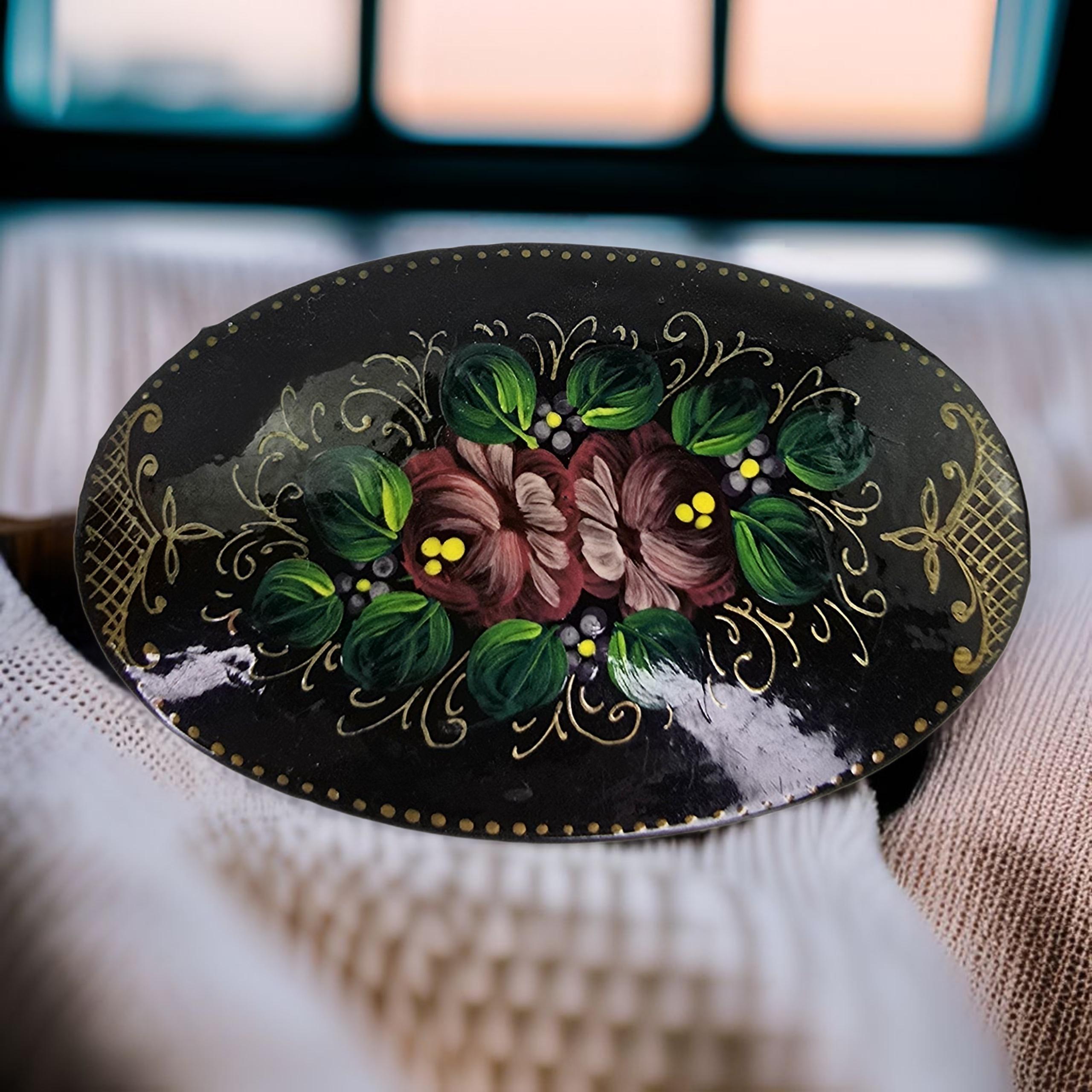 Hand Painted Vintage Russian Brooch - Etsy