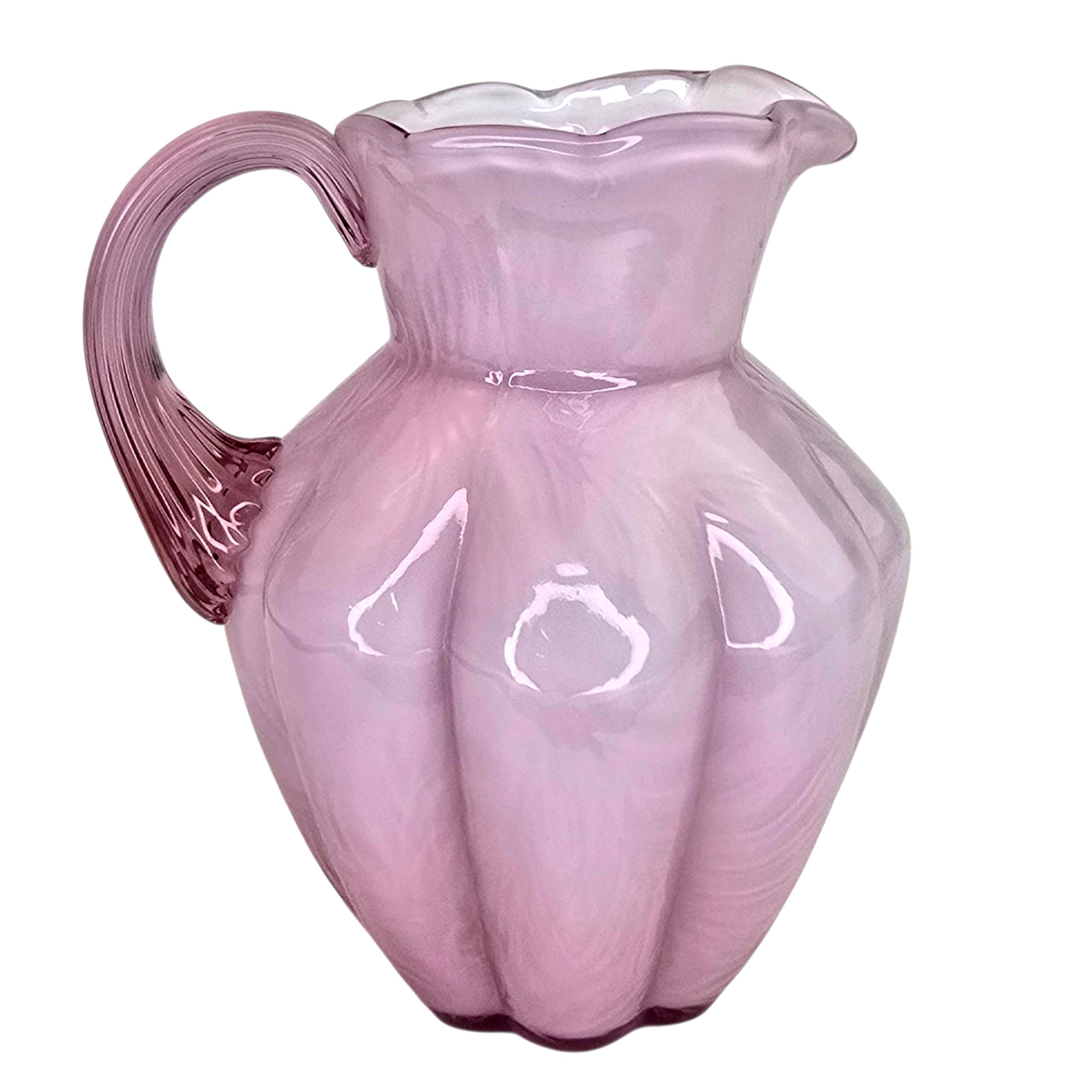 Vintage Signed Fenton Pink Rose Glass Pitcher Fenton Glass Pink