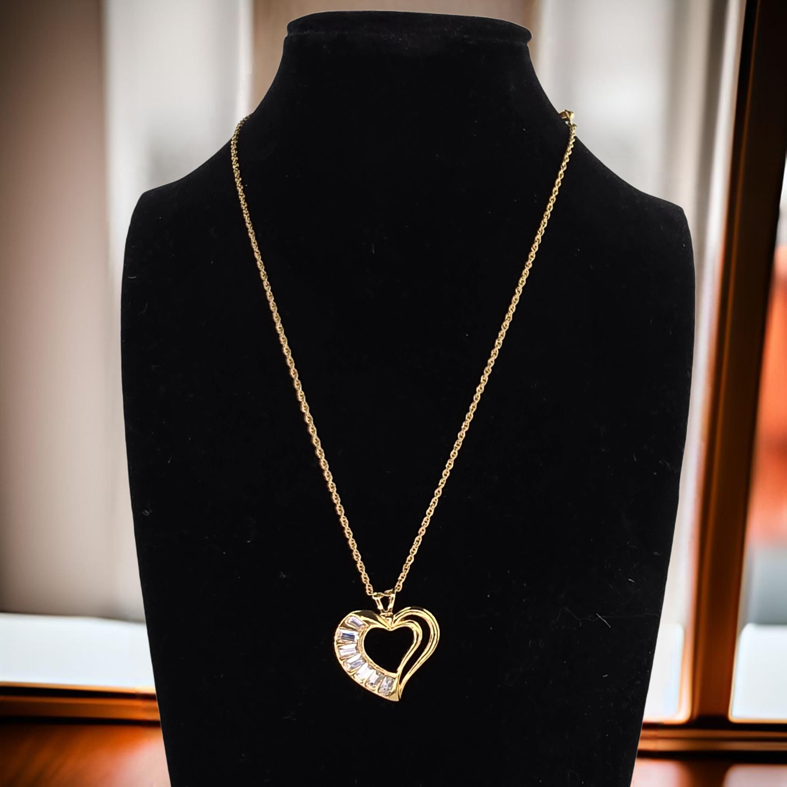 Vintage Open Heart Pendant Necklace Vintage Avon Heart