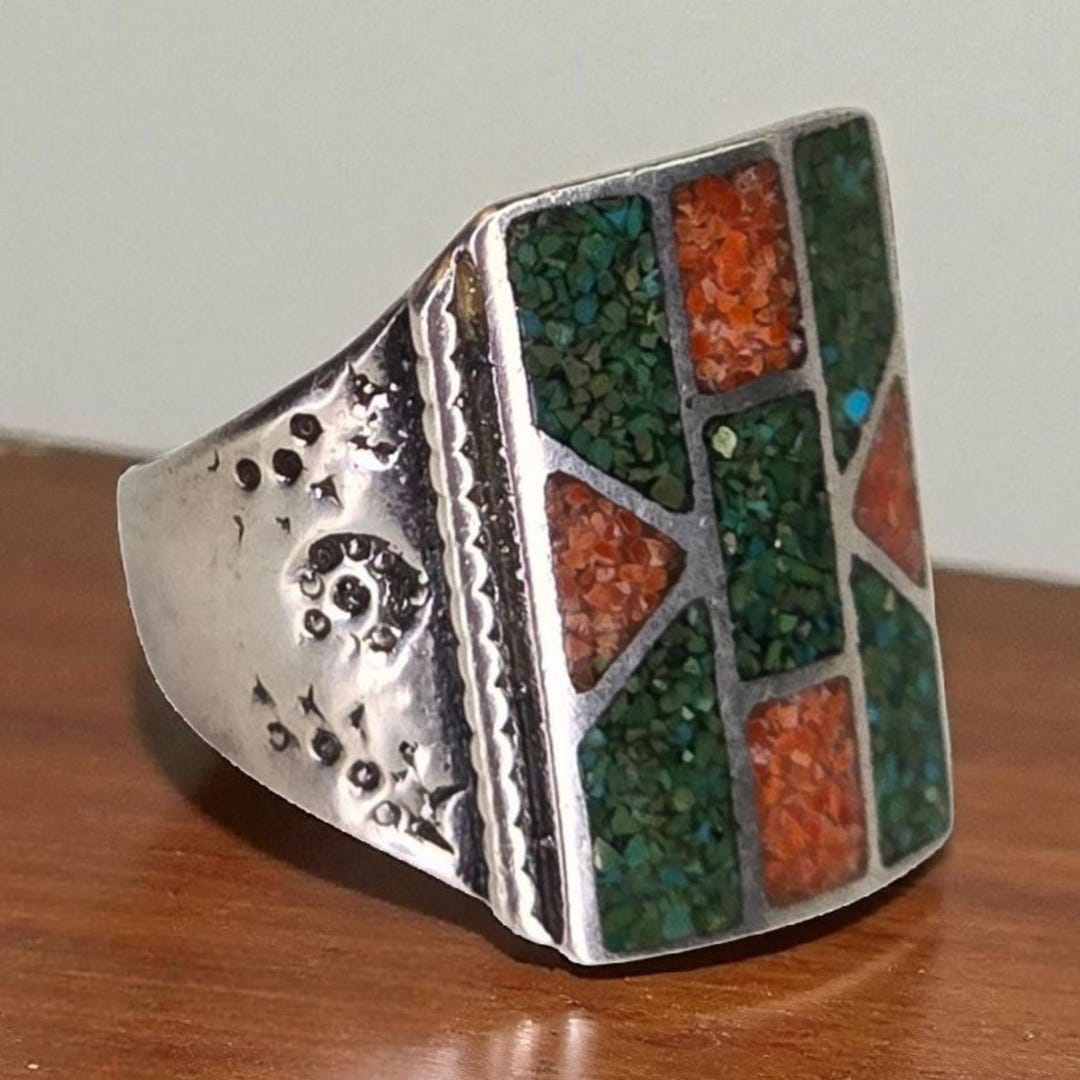 ナバホ族♥ターコイズ ★シルバーリング ヴィンテージ　一点物 USA製NAVAJOナバホ族ヴィンテージネイティブアメリカン
