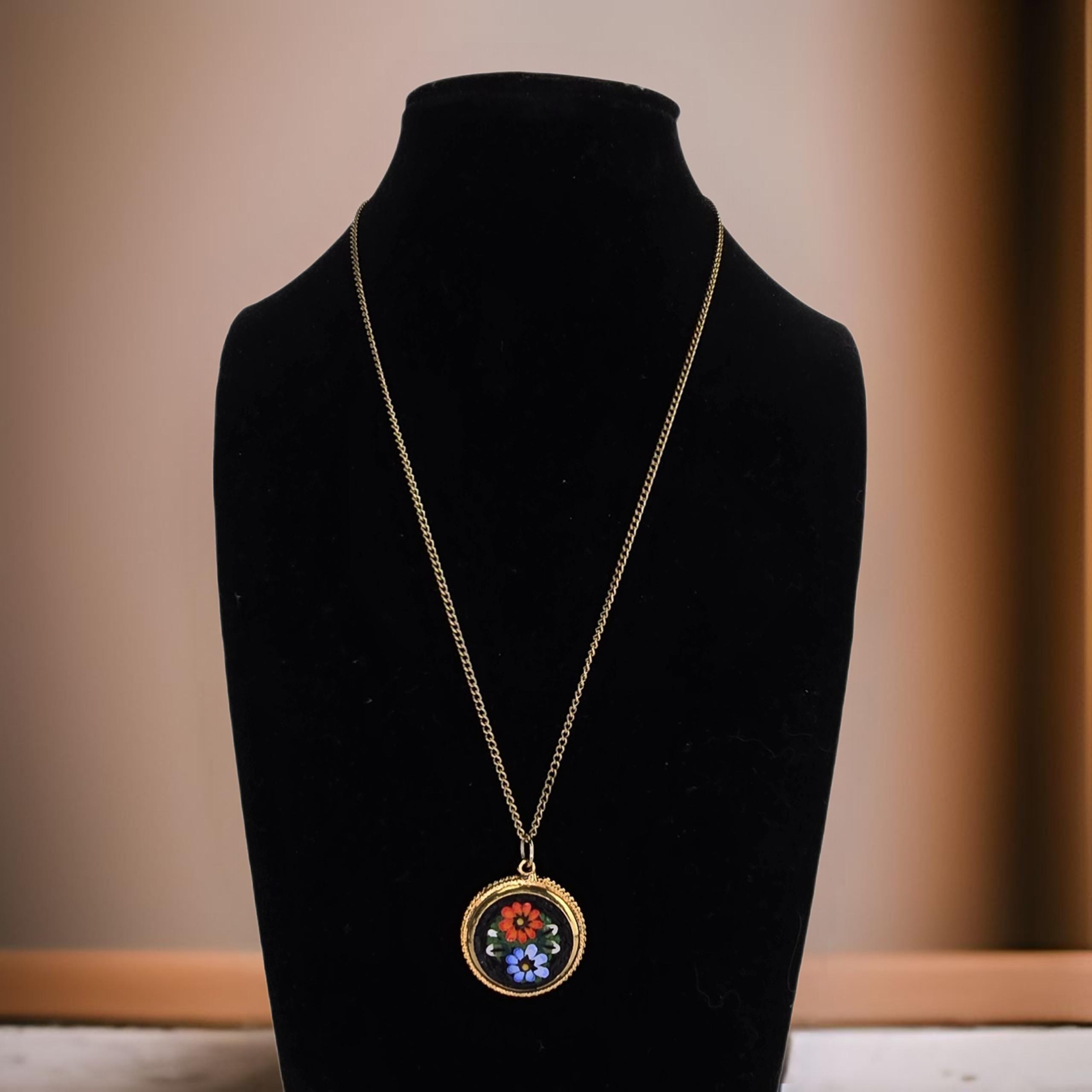 Superbe Collier Ancien Micro-mosaïque Avec Pampilles - Italie XVIIIe-XIXe Siècle - Pièce Rare