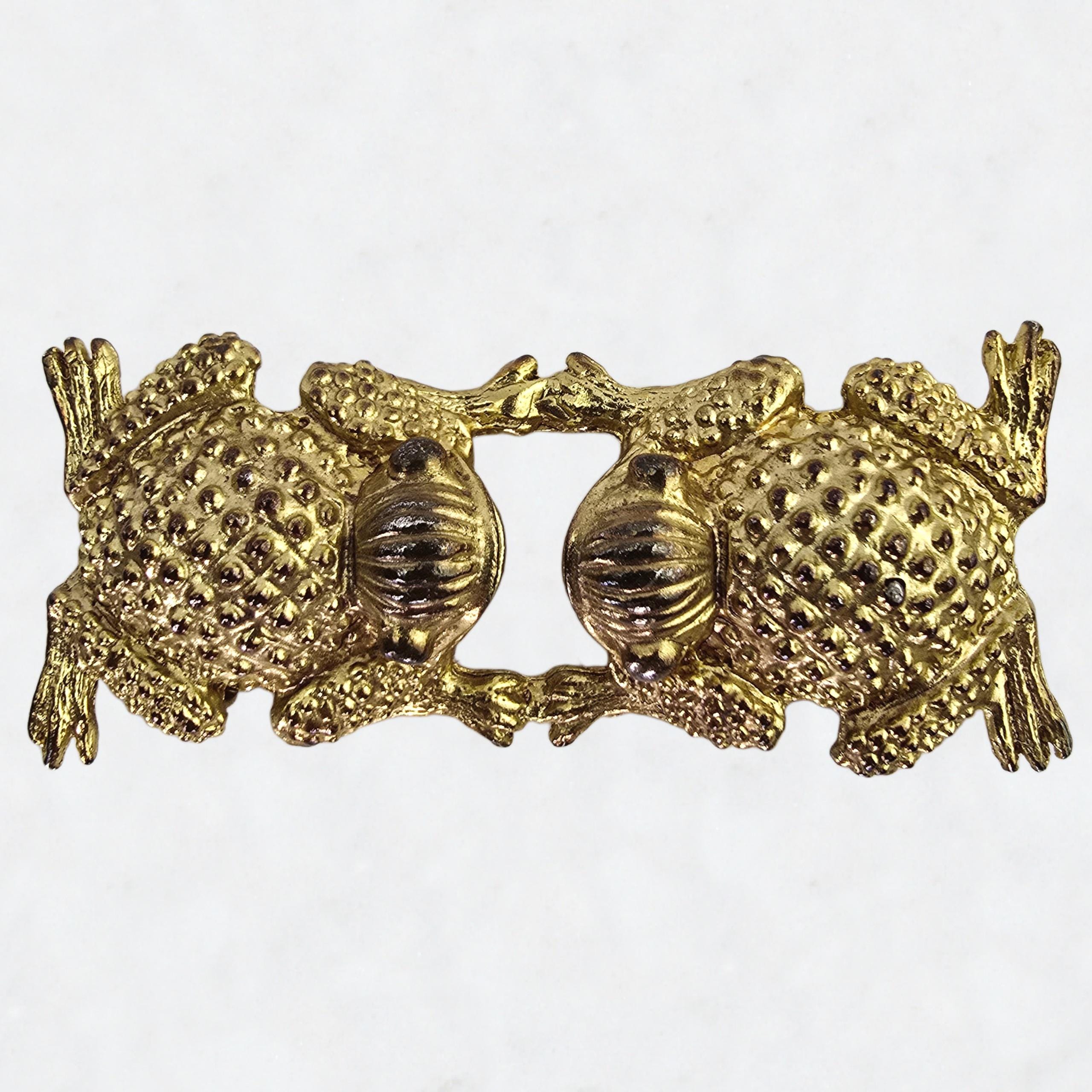 Vintage Statement Brass-tone Double Frog Hook Closure Stretch Waist Belt Small Disco Elastic Vintage Accessories for sale | eBay main image 3