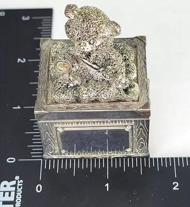 Morgan Vintage Teddy Bear Box Silver Plated Vintage Child's