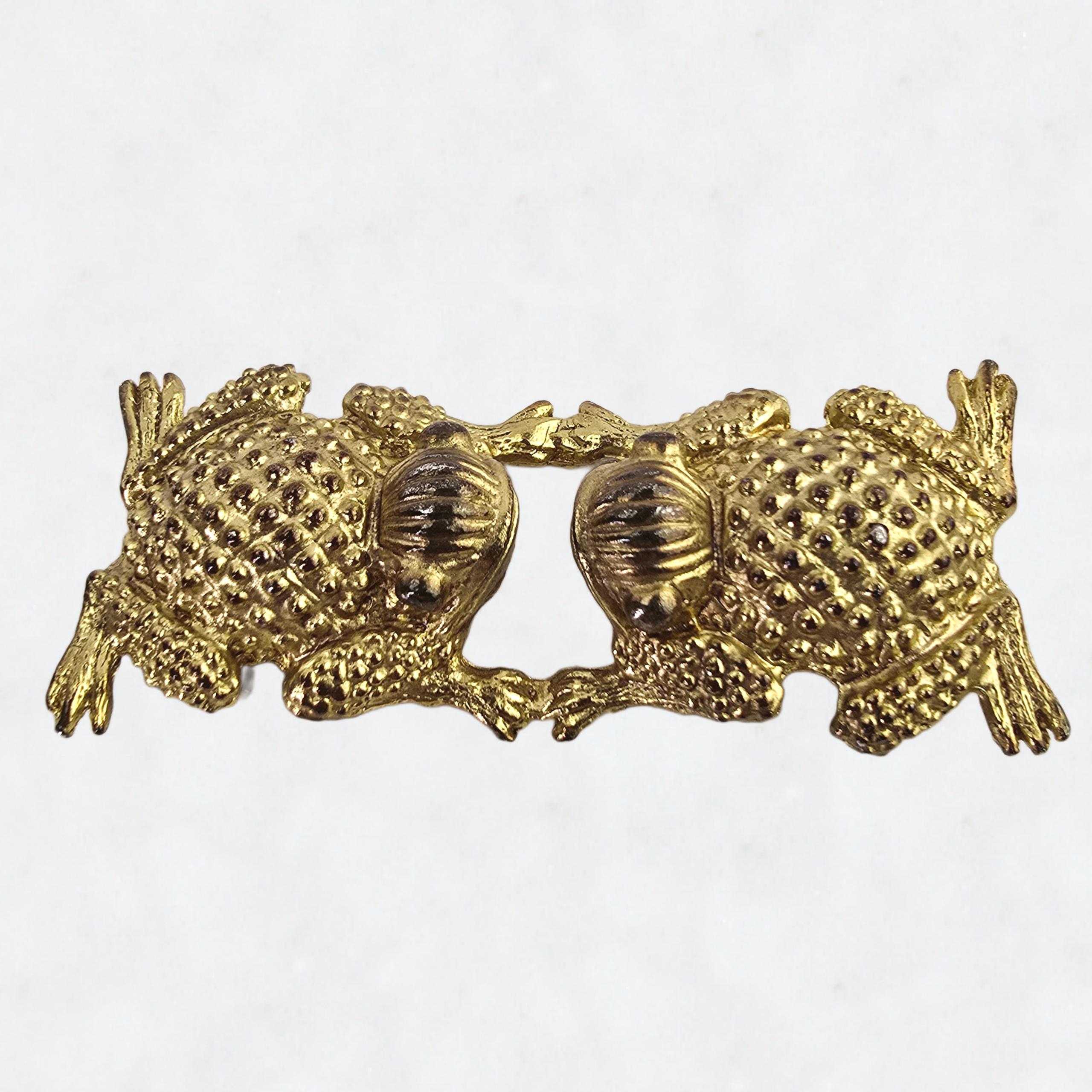 Vintage Frog Belt Buckle 2 pc Gold Tone 1980s Metal Hook & Eye Vintage Frog Belt Buckle Gold Tone | eBay main image 4