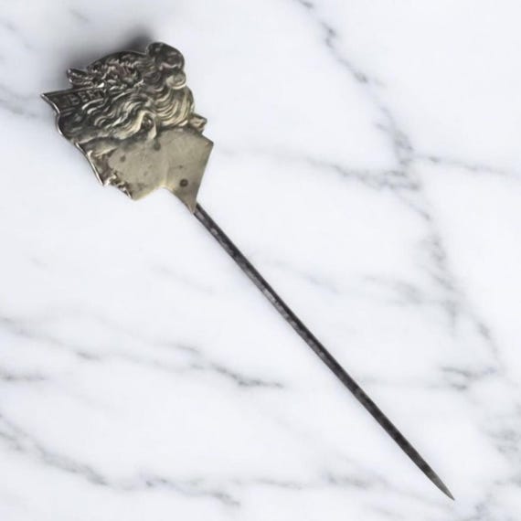 Antique Lady Liberty Head Stick Pin Rare Collectible Antique Victorian Stick Pin Lady Liberty Pin Unique Victorian Jewelry Lady Head Pin
