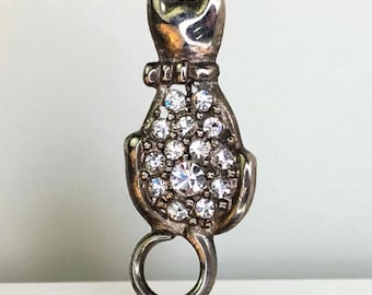 ブローチシルバー 猫ギフト 猫 ブローチ ヴィンテージ 猫とクリスマス