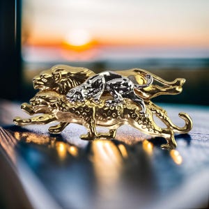 Vintage Large Cats Brooch Vintage Leopard Brooch Large Statement Brooch Gold & Silver Tone Lion Brooch Large Jaguar Brooch Animal Lover Gift