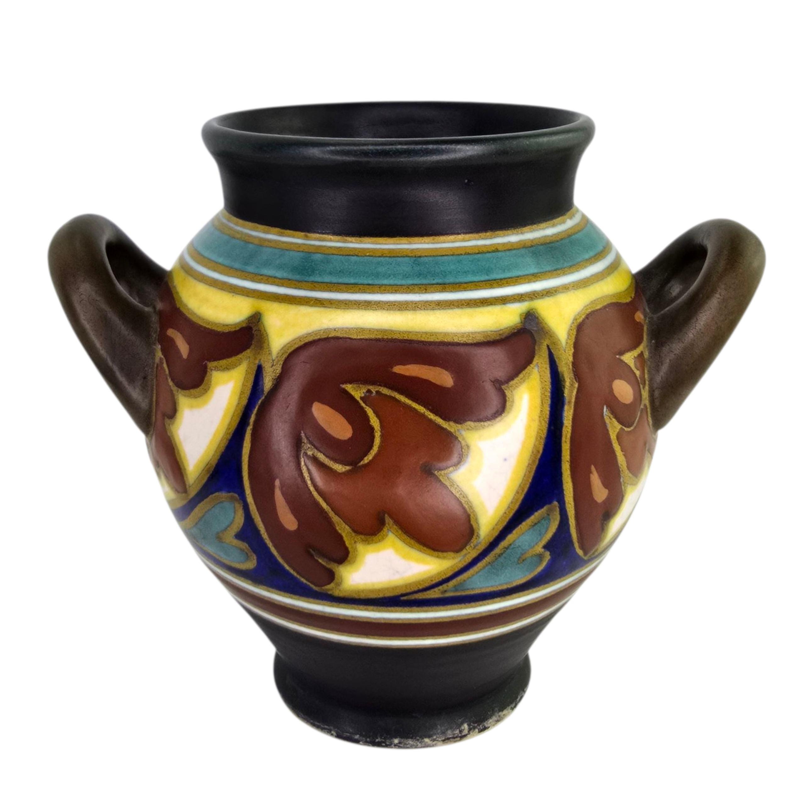 ビンテージgouda pottery Holland flower base gouda-holland-vintage-1920s-