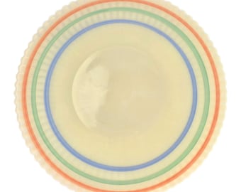 1930s Macbeth Evans Petalware Pastel Bands Cremax Salver Plate 10 1/2" Rare Uranium Glass Plate Vintage Macbeth Evans Petalware Pastel Plate