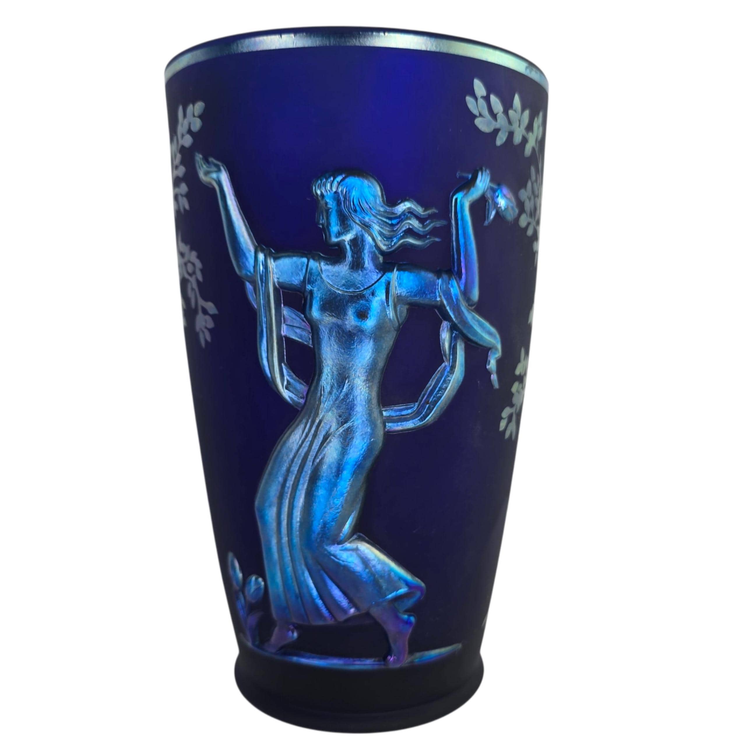 ヴィンテージ フェントン ブルー ファブレネ シーズンズ 花瓶 1998年