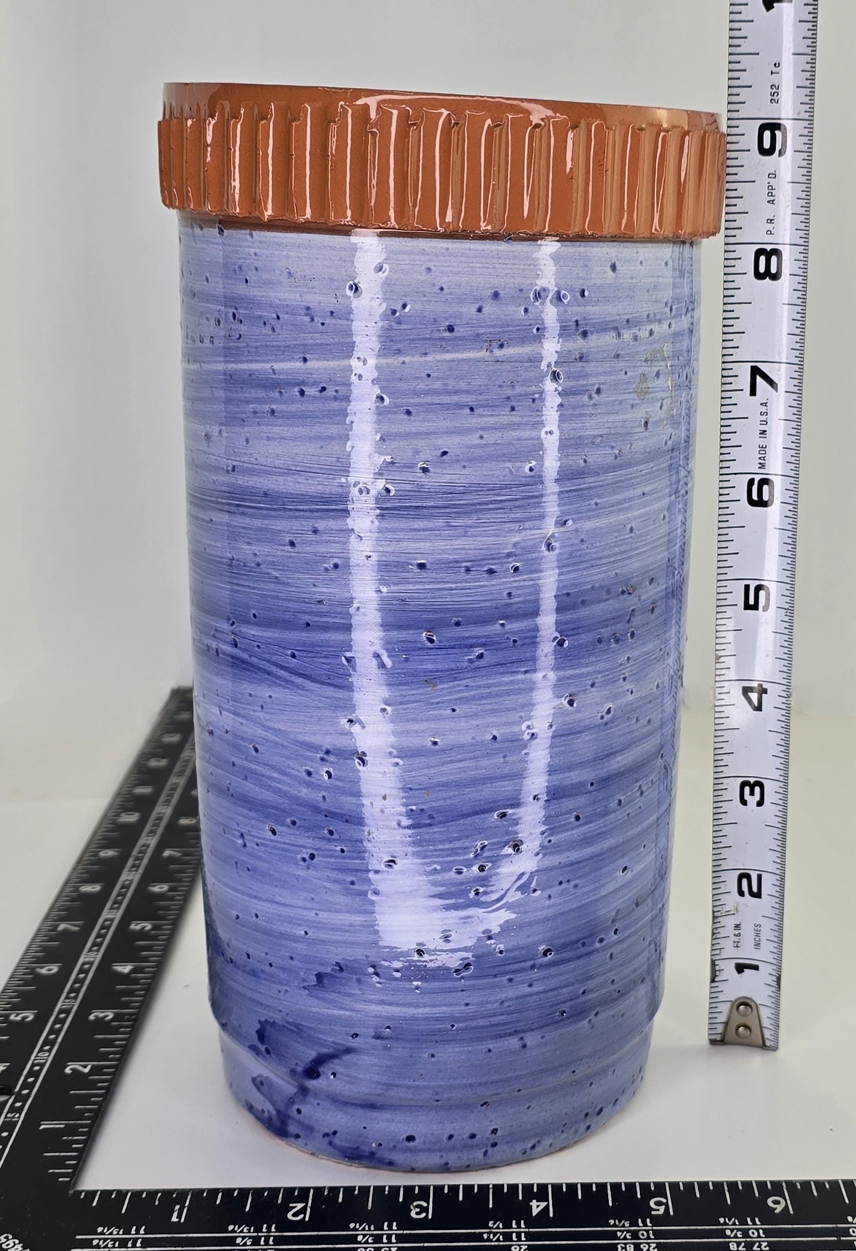 テラコッタ 円筒形 陶器 花瓶 ヴィンテージ イタリア製 陶器 円筒形 花瓶 テラコッタ ビトッシ