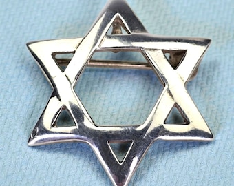 Colgante/broche vintage de plata de ley 925 con estrella de David, pin judío, pin judaico, regalo de Bar Mitzvah, joyería religiosa judía.