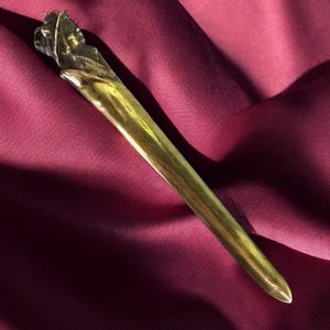 Antique Art Nouveau Figural Woman Head Letter Opener Brass Bronze Signed Austria Letter Opener Antique Unique Brass Lady Head Letter Opener