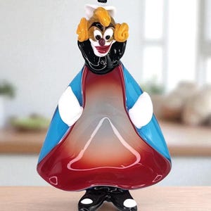 Rare Large Murano Glass Ashtray Unique Standing Murano Clown Circus Bowl Vintage Italian Art Glass Circus Decor Vintage Murano Glass Clown