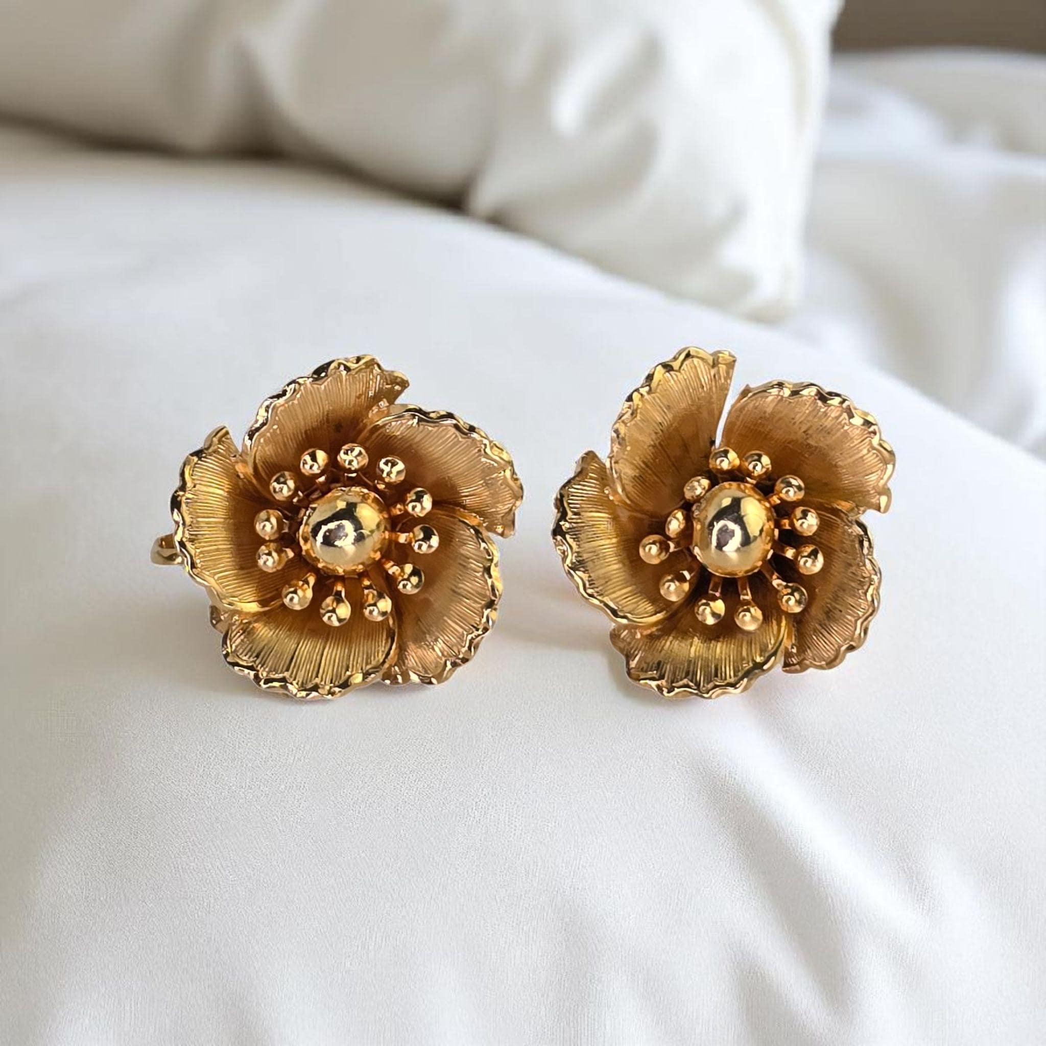 Boucles D'oreilles Clips MARRON MR - Style Ethnique Multicolore - En Laiton - Occasion