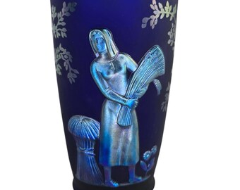 ヴィンテージ フェントン ブルー ファブレネ シーズンズ 花瓶 1998年