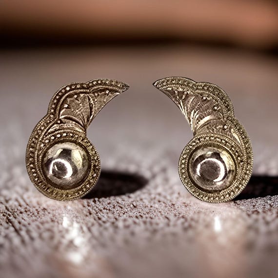 Vintage Art Deco Sterling Silver Earrings Vintage Screwback Earrings Art Deco Silver Jewelry Vintage Sterling Screw Back Art Deco Earrings