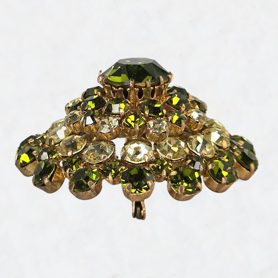 Vintage Austrian Crystal Rhinestone Dome Brooch V… - image 2