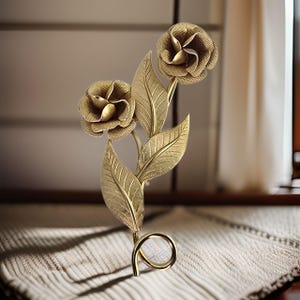 Vintage 3d Roses Brooch Vintage Dual Rose Brooch Gold Tone Vintage Flower Pin Gift for Loved One Floral Brooch Retro Gold Flower Brooch Gift