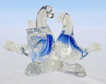 ヴィンテージのムラーノガラスの鳥の置物：カラフルなイタリアの装飾