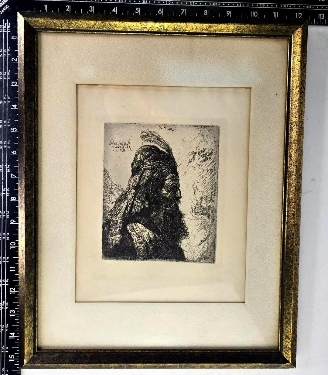 プチポアン絵画　アンティーク 希少なアンティークレンブラント・ファン・レインの「第三の東洋