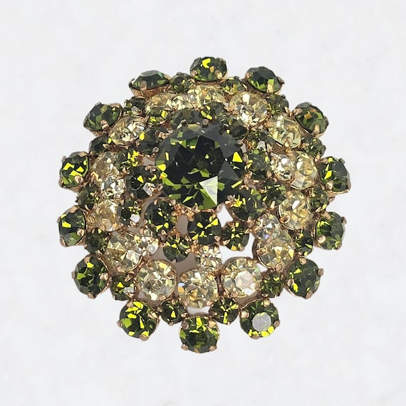 Vintage Austrian Crystal Rhinestone Dome Brooch V… - image 3
