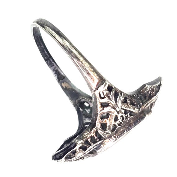 Vintage Signed Sterling Silver Filigree Art Deco Photo Sweetheart Mourning Ring Size 6 Unique Memorial Keepsake Lady Woman Photo Jewelry View 6