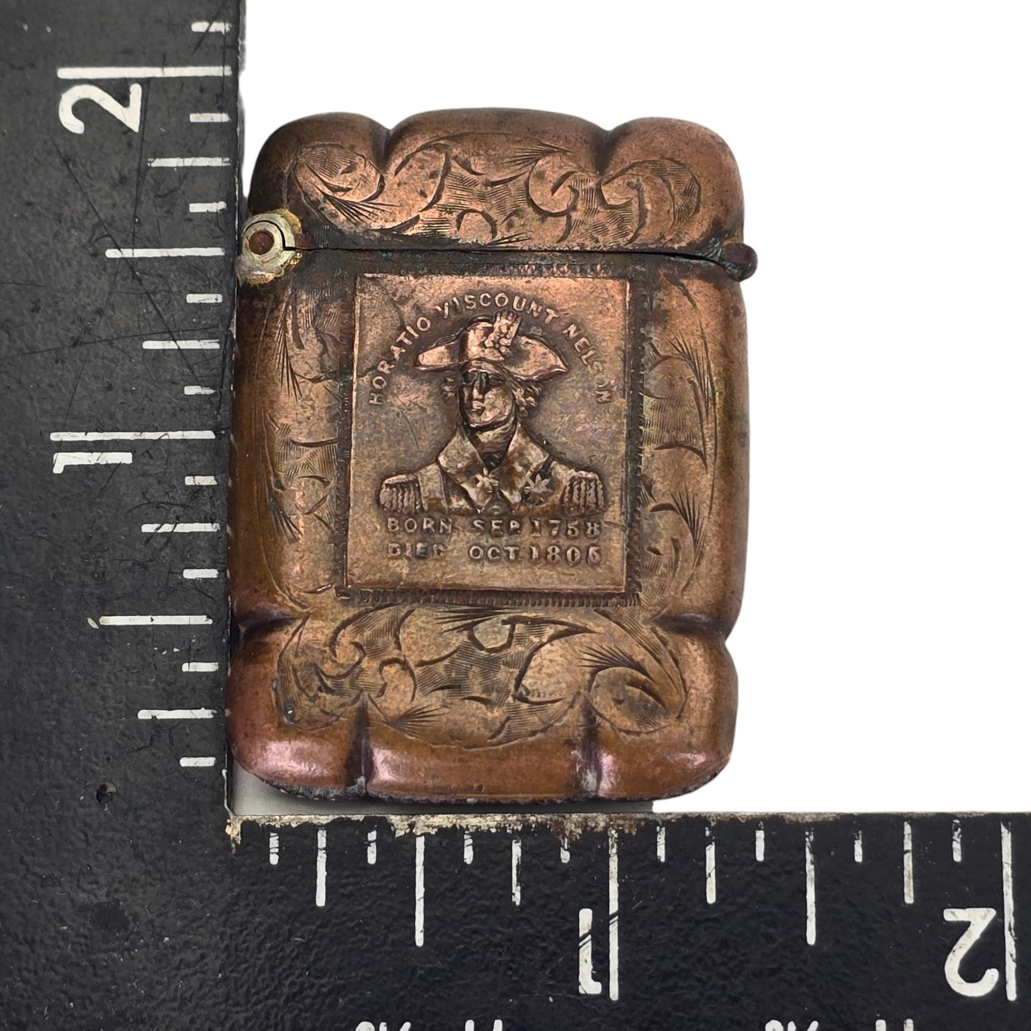 Rare Antique Victorian Copper Vesta Match Safe Case Holder Unique