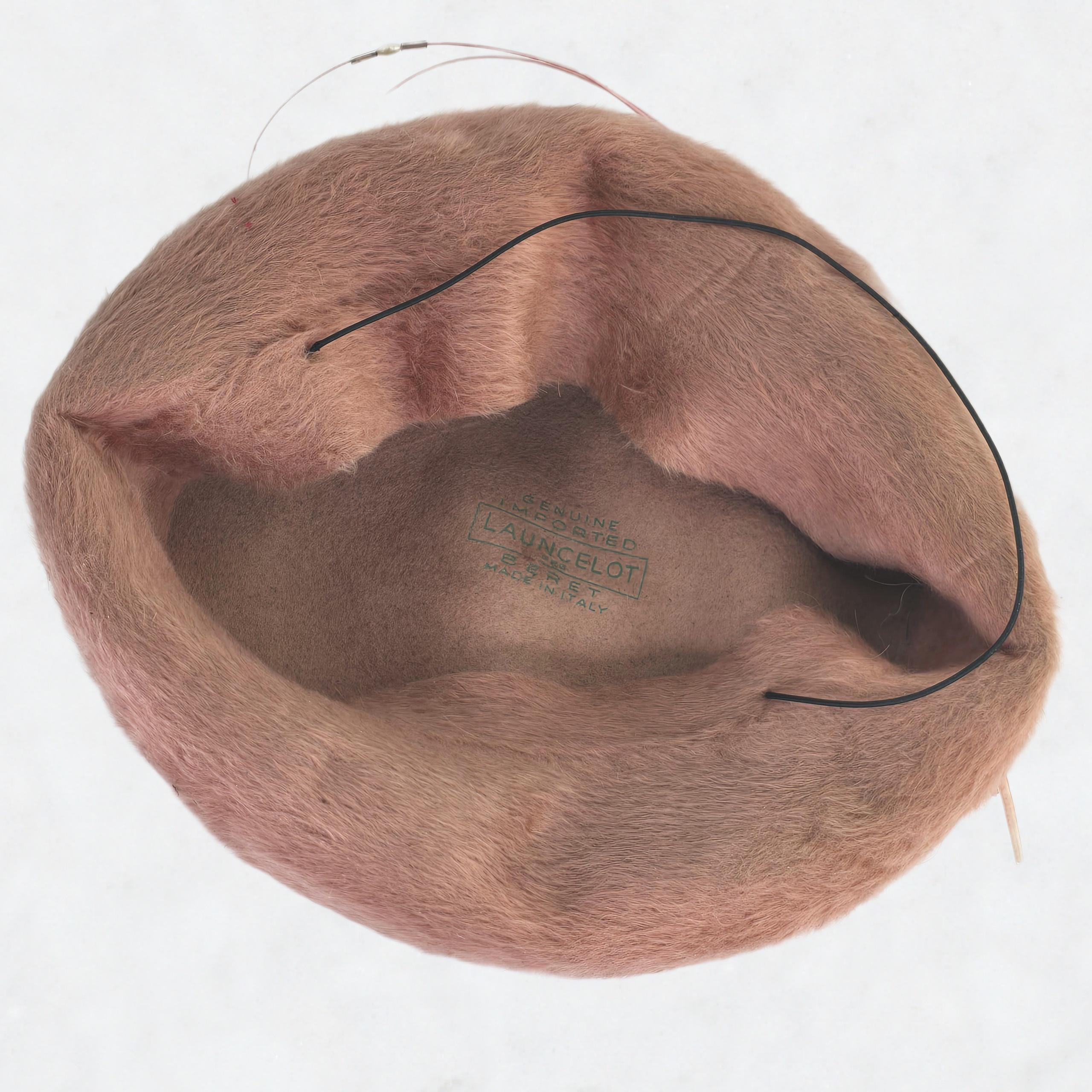 Vintage Pink Fur Hat Midcentury Womens Pink Winter Hat