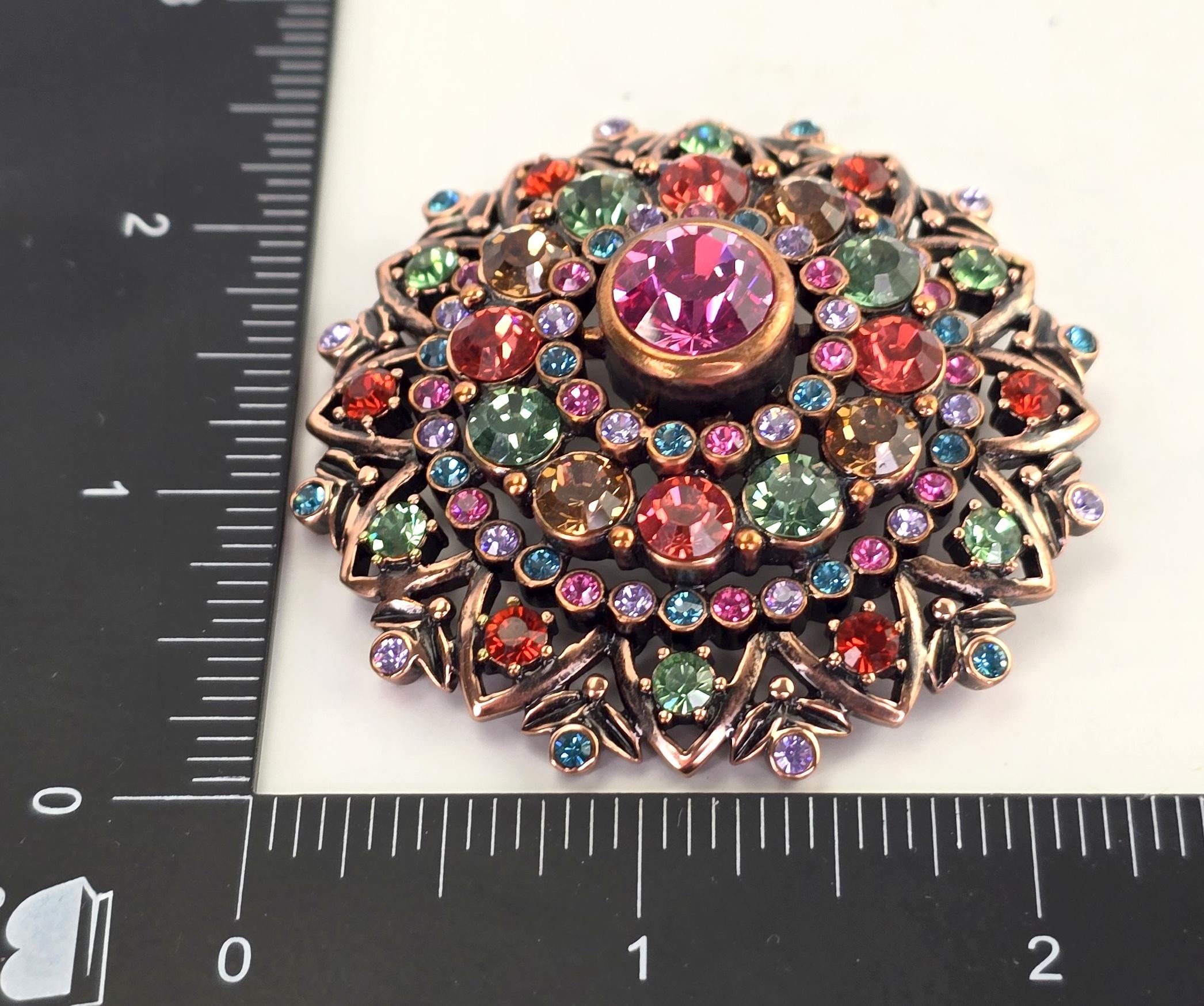 Vintage Joan Rivers Brooch Multicolor Dome Brooch Joan Rivers